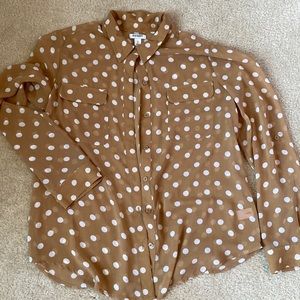 Polka dot sheer button up shirt